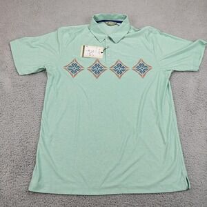 Original Penguin Polo Shirt Mens XL Geometric Golf Performance Polyester Top